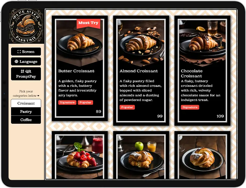 bakery and pastry shop sample tablet menu - du-menu.com